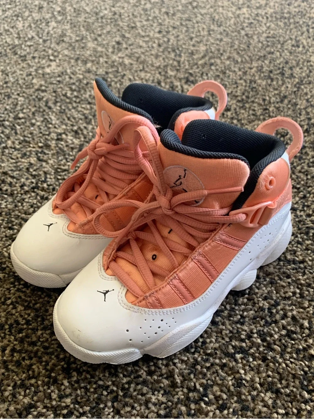 Kids Mid-Top Jordan Sneakers in Pink and White size 12C